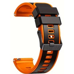 Silikon-Uhrenarmband 22mm - Schwarz / Orange