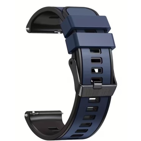 Bracelet de montre en silicone 22mm - Bleu foncé/Noir