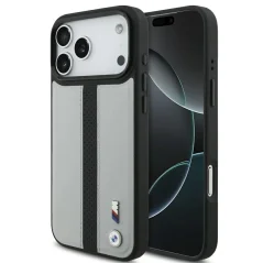 Capa BMW M iPhone 17 Pro Max — MagSafe Logo M Cinza