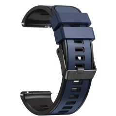 Pulseira de Relógio em Silicone 22 mm – Azul Escuro / Preto