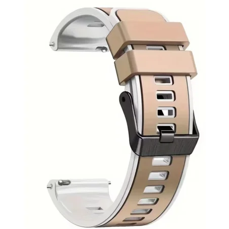 Pulseira de Relógio em Silicone 22mm - Damasco / Branco