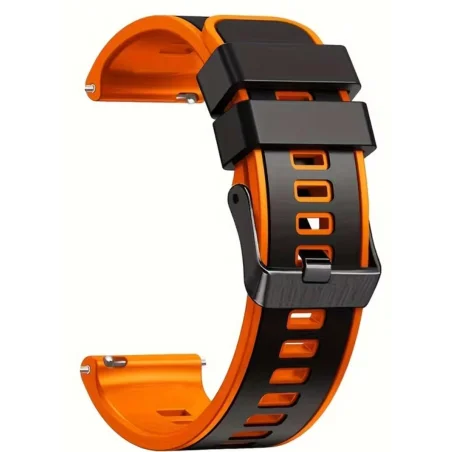 Pulseira de Relógio em Silicone 22mm - Preto / Laranja