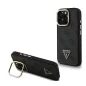 Guess HardCase PU Logo & Stand iPhone 16 Pro — Schwarz