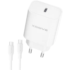Carregador Xssive 25W USB-C Fast Charge com Cabo C-C Branco