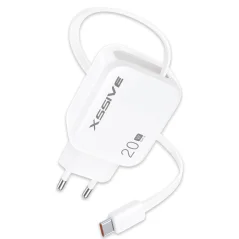 Xssive 20W PD GaN Schnellladegerät mit einziehbarem USB-C Kl