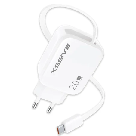 Xssive 20W PD GaN Schnellladegerät mit einziehbarem USB-C Kl