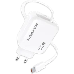 Chargeur Xssive 65W USB-C Charge Rapide - Câble Rétractable