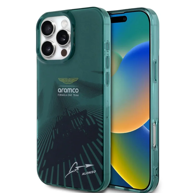 Capa Aston Martin iPhone 16 Pro — F1 Car Alonso Signature Ve
