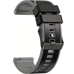 Pulseira de Relógio em Silicone 22mm - Preto / Cinzento