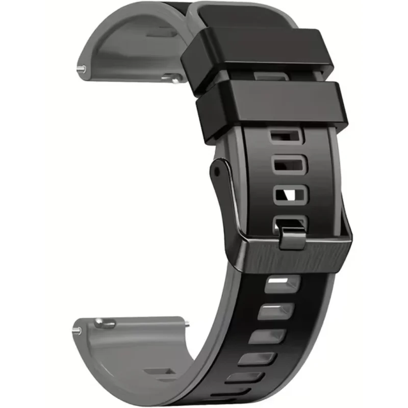 Pulseira de Relógio em Silicone 22mm - Preto / Cinzento