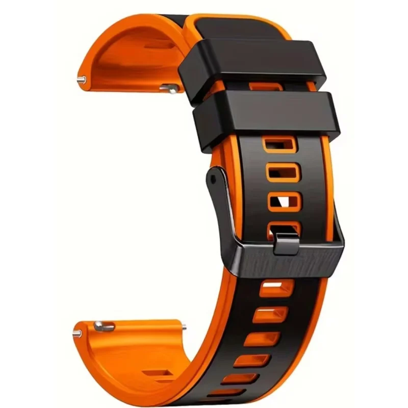 Pulseira de Relógio em Silicone 22mm - Preto / Laranja