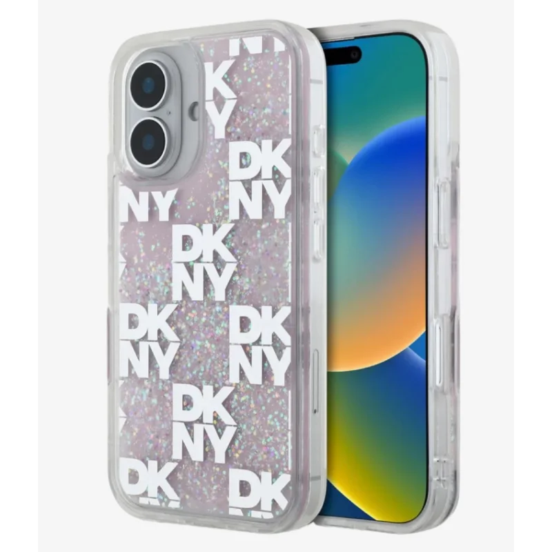 DKNY HardCase Liquid Glitter iPhone 16 — Rosa