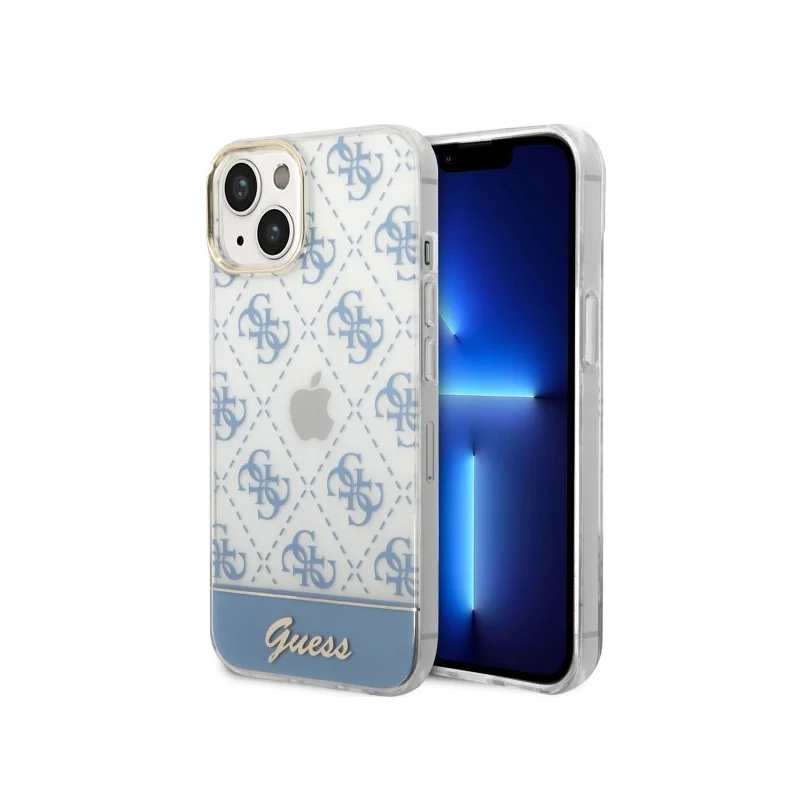 Guess Hülle iPhone 14 Plus / 15 Plus — 4G Pattern Script Blu
