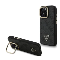 Guess HardCase PU Logo & Stand iPhone 16 Pro — Noir