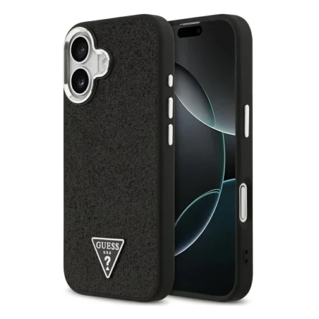 Guess HardCase MagSafe Glitter Triangle iPhone 17 — Preto