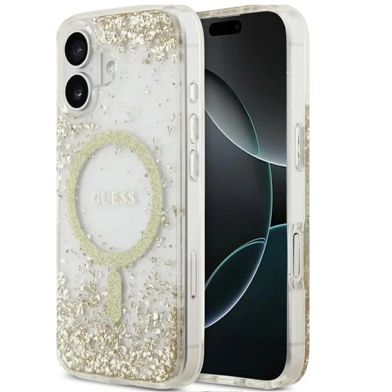 Guess HardCase MagSafe Resin Glitter iPhone 17 — Dourado