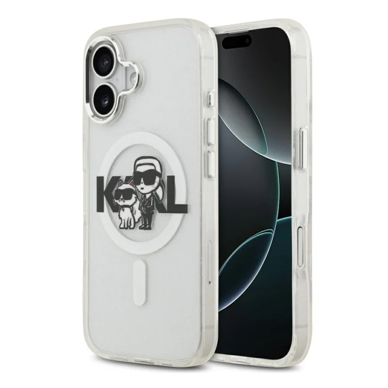 Karl HardCase MagSafe Glitter Sketch iPhone 17 — Transparent