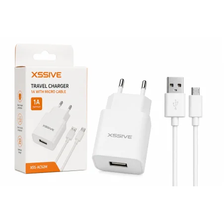 Xssive USB 1A Charger with Micro USB Cable White