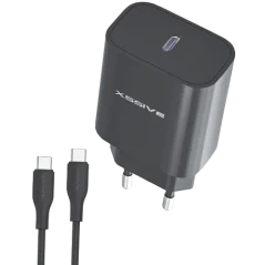 Carregador Xssive 25W USB-C Fast Charge com Cabo C-C Preto