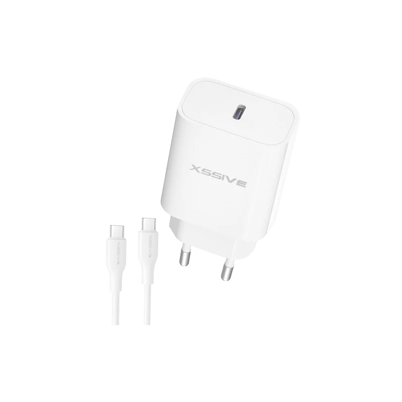 Xssive 25W USB-C Schnellladegerät mit C-C Kabel Weiß