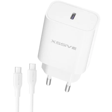 Carregador Xssive 25W USB-C Fast Charge com Cabo C-C Branco