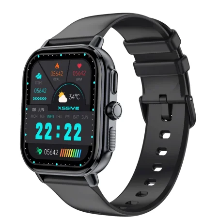 Smartwatch quadrado com ecrã AMOLED. Monitorização de frequ.