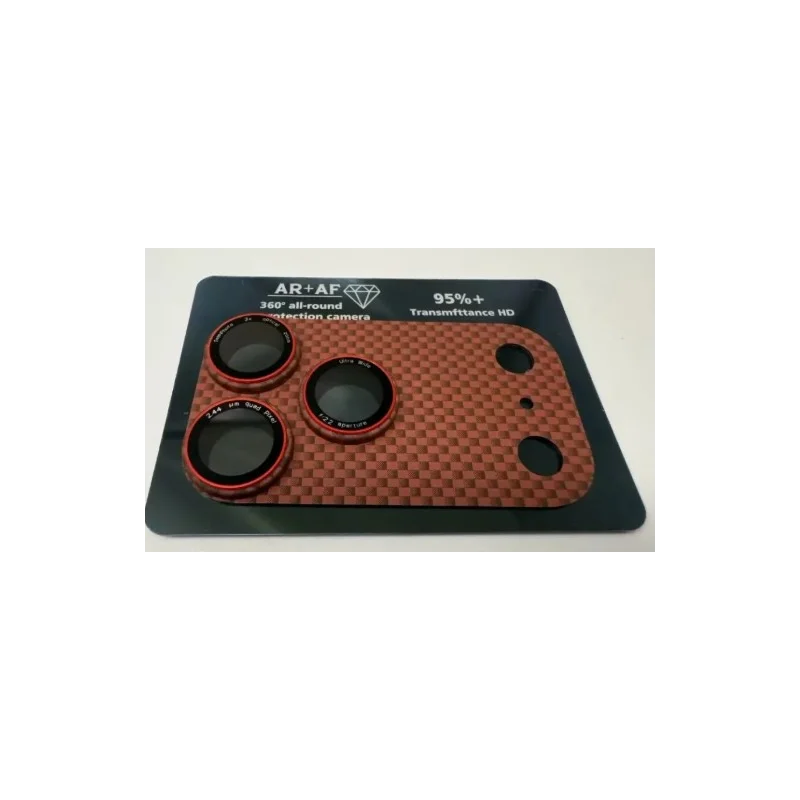 Carbon Camera Glass iPhone 17 Pro Max Vermelho