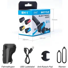 Sonnette Électrique Vélo BSSOK 125dB Antivol USB