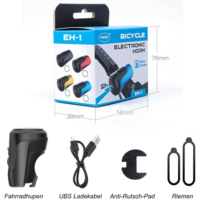 Sonnette Électrique Vélo BSSOK 125dB Antivol USB