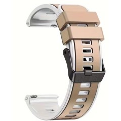 Pulseira de Relógio em Silicone 22mm - Damasco / Branco