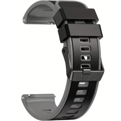 Pulseira de Relógio em Silicone 22mm - Preto / Cinzento