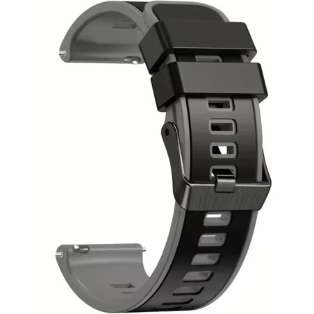 Silikon-Uhrenarmband 22mm - Schwarz / Grau