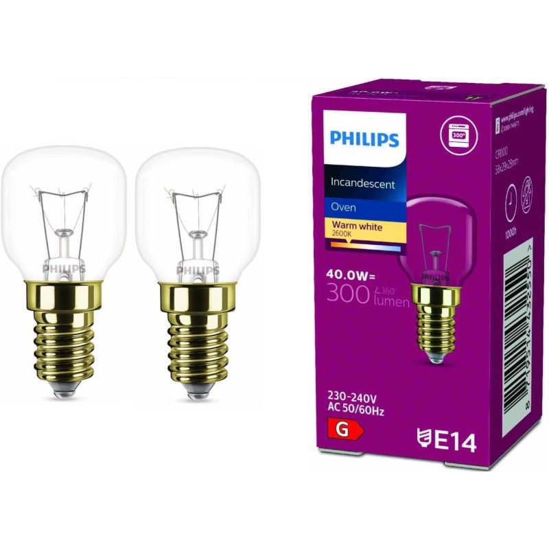 Lâmpada Philips para Forno E14 40W 300°C (Pack 2)