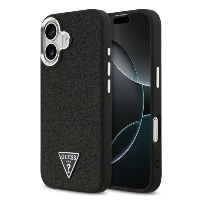 Guess HardCase MagSafe Glitter Triangle iPhone 17 — Noir